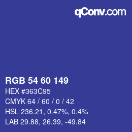 カラーコード: RGB 54 60 149 | qconv.com