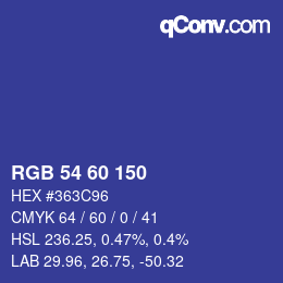 颜色代码: RGB 54 60 150 | qconv.com