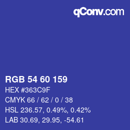 カラーコード: RGB 54 60 159 | qconv.com