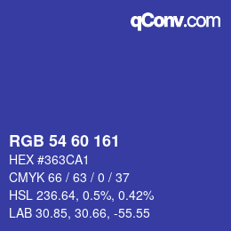 颜色代码: RGB 54 60 161 | qconv.com