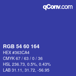 カラーコード: RGB 54 60 164 | qconv.com