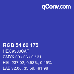 颜色代码: RGB 54 60 175 | qconv.com