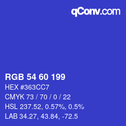 カラーコード: RGB 54 60 199 | qconv.com