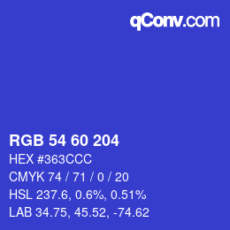 カラーコード: RGB 54 60 204 | qconv.com