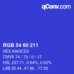颜色代码: RGB 54 60 211 | qconv.com