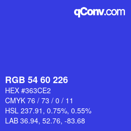 颜色代码: RGB 54 60 226 | qconv.com