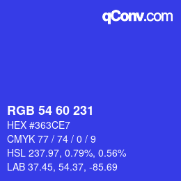 カラーコード: RGB 54 60 231 | qconv.com