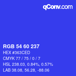 颜色代码: RGB 54 60 237 | qconv.com