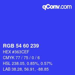 カラーコード: RGB 54 60 239 | qconv.com