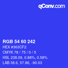カラーコード: RGB 54 60 242 | qconv.com