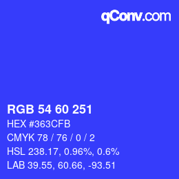 カラーコード: RGB 54 60 251 | qconv.com
