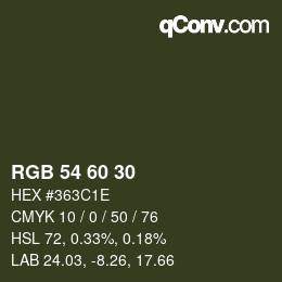 カラーコード: RGB 54 60 30 | qconv.com