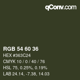 カラーコード: RGB 54 60 36 | qconv.com
