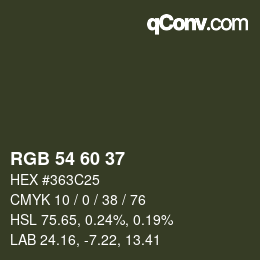 カラーコード: RGB 54 60 37 | qconv.com