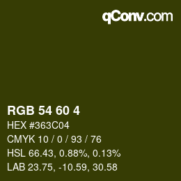 カラーコード: RGB 54 60 4 | qconv.com