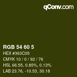 カラーコード: RGB 54 60 5 | qconv.com