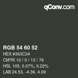 Color code: RGB 54 60 52 | qconv.com