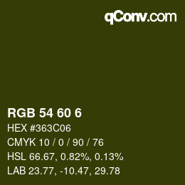 カラーコード: RGB 54 60 6 | qconv.com