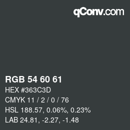 カラーコード: RGB 54 60 61 | qconv.com