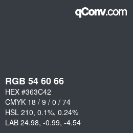 Color code: RGB 54 60 66 | qconv.com