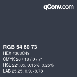 カラーコード: RGB 54 60 73 | qconv.com