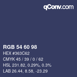 カラーコード: RGB 54 60 98 | qconv.com