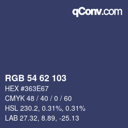 颜色代码: RGB 54 62 103 | qconv.com