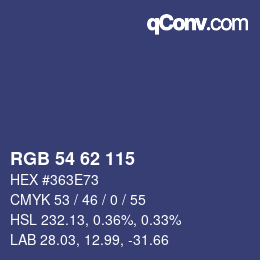 カラーコード: RGB 54 62 115 | qconv.com