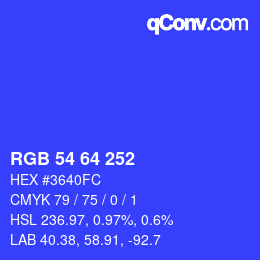 颜色代码: RGB 54 64 252 | qconv.com