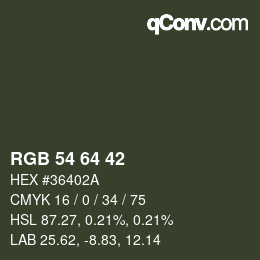 カラーコード: RGB 54 64 42 | qconv.com
