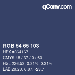 カラーコード: RGB 54 65 103 | qconv.com