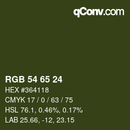 カラーコード: RGB 54 65 24 | qconv.com