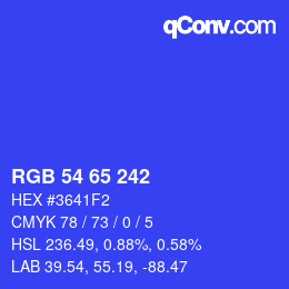カラーコード: RGB 54 65 242 | qconv.com