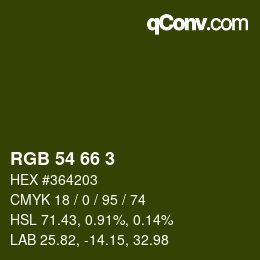 カラーコード: RGB 54 66 3 | qconv.com
