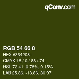 Color code: RGB 54 66 8 | qconv.com