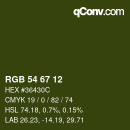 Color code: RGB 54 67 12 | qconv.com