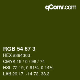 カラーコード: RGB 54 67 3 | qconv.com