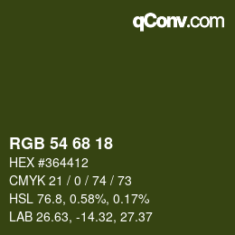 Color code: RGB 54 68 18 | qconv.com