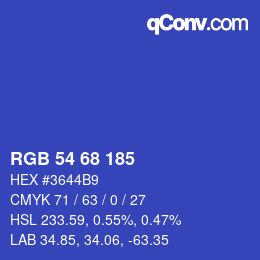 Color code: RGB 54 68 185 | qconv.com