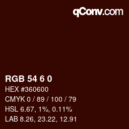カラーコード: RGB 54 6 0 | qconv.com