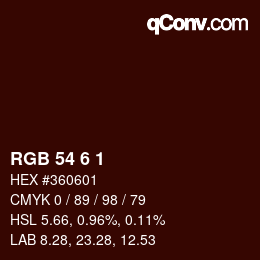 Color code: RGB 54 6 1 | qconv.com