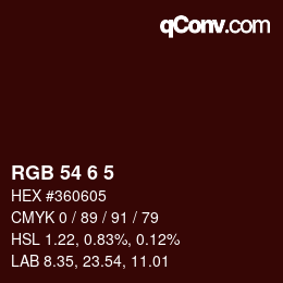 Color code: RGB 54 6 5 | qconv.com