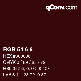 Color code: RGB 54 6 8 | qconv.com