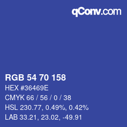 カラーコード: RGB 54 70 158 | qconv.com