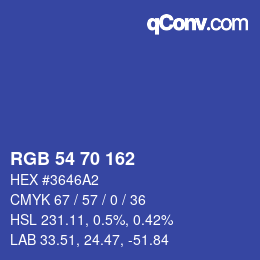 カラーコード: RGB 54 70 162 | qconv.com