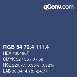 カラーコード: RGB 54 72.4 111.4 | qconv.com