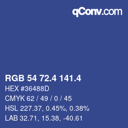カラーコード: RGB 54 72.4 141.4 | qconv.com