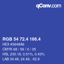 カラーコード: RGB 54 72.4 166.4 | qconv.com