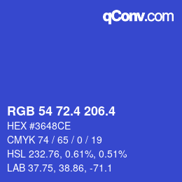 カラーコード: RGB 54 72.4 206.4 | qconv.com