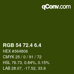 カラーコード: RGB 54 72.4 6.4 | qconv.com